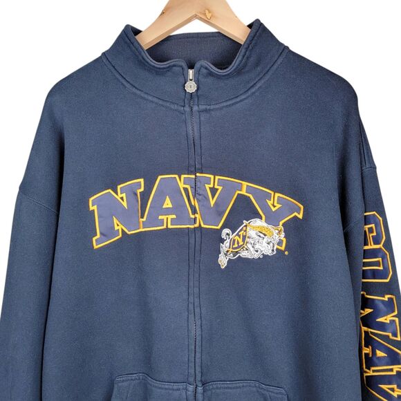 Vintage US Navy Jacket Men's XL Champion NCAA Naval Academy Full Zip Logo 90's - Picture 3 of 9